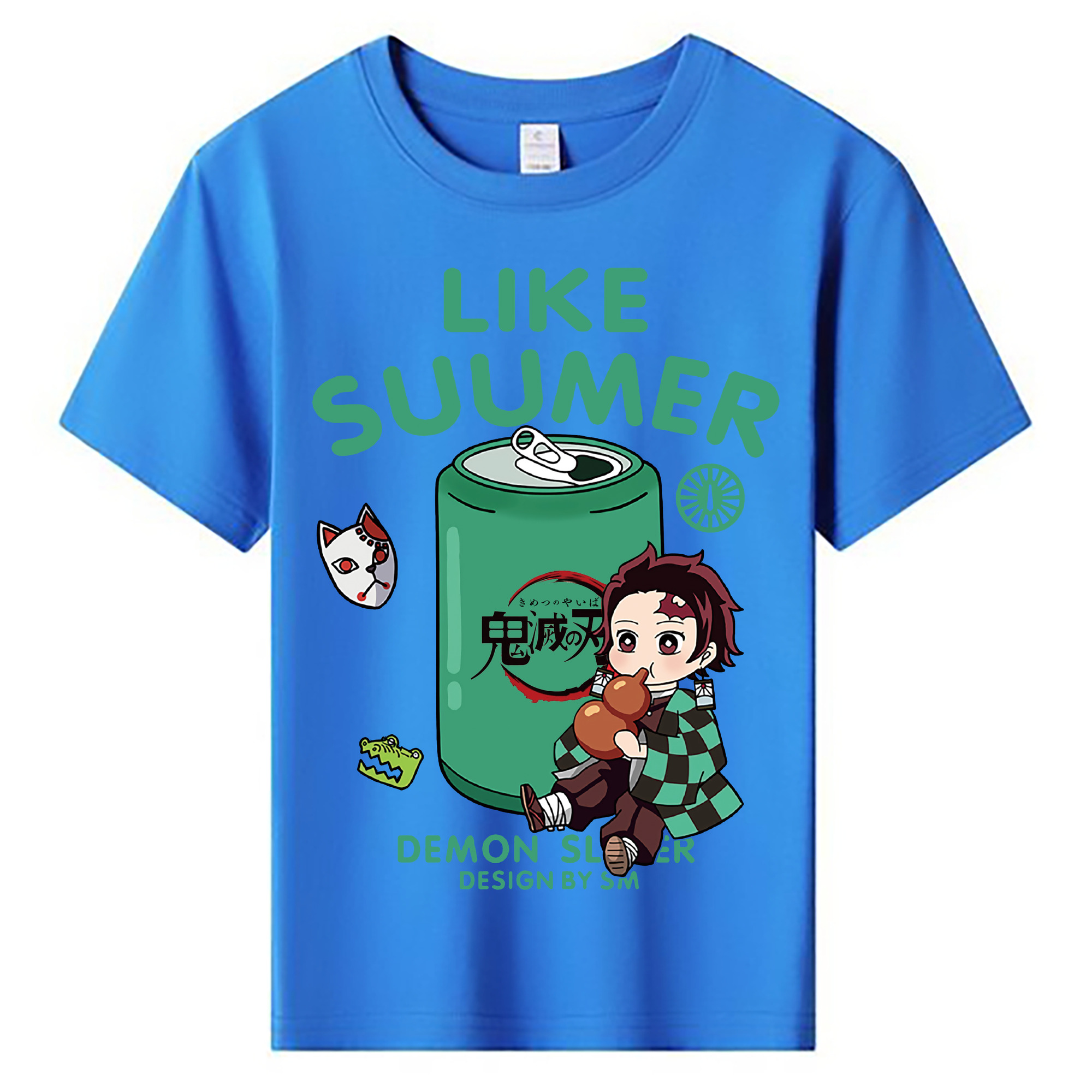 （画像用） 鬼滅の刃 竈門 炭治郎／かまど たんじろう Kamado Tanjirou 綿100％キッズTシャツ（フロントプリント）